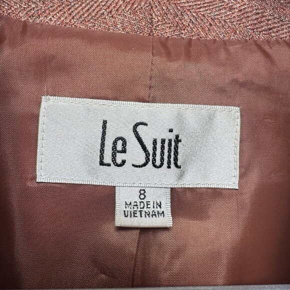 Le Suit Skirt Suit Set Womens 8 Jacket Blazer Skirt Tweed Rose Rust Terra Cotta - Picture 4 of 14